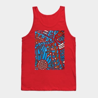 Red, white and blue modern mosaic print Tank Top